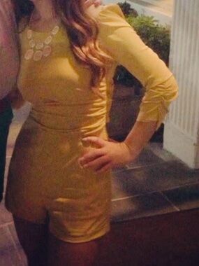 Ark & Co Mustard Yellow Long-Sleeve Mini Romper Dress